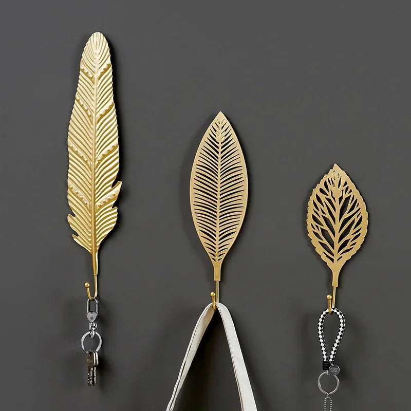WallHook Leaf Shape Nordic Style Coat Rack Key Holder WallHanger for Kitchen Bathroom Door Towel Hanging HooksHolder Wall Hooks