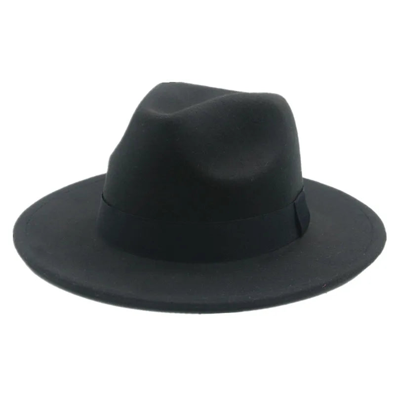 Hat  Winter Hats for Women Ribbon Band Men's Hat Wide Brim Classic Beige Wedding Cap chapeau femme unisex