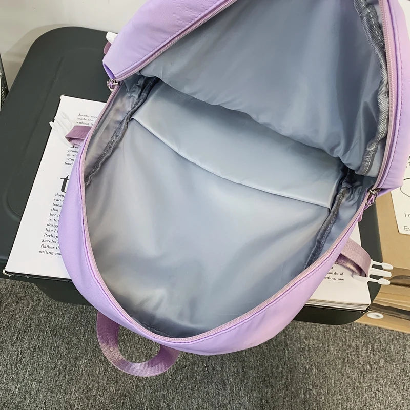 Solid Color Women Backpack Multi Pocket School Bags For Teenage Girls Anti Theft Laptop Backpack Unisex Casual Travel Bag