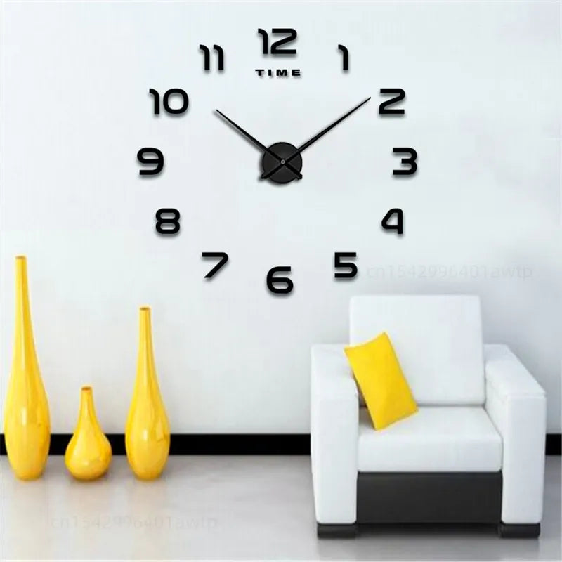 Modern Design Large Wall Clock 3D DIY Quartz Clocks Fashion Watches Acrylic Mirror Stickers Living Room Home Decor Horloge