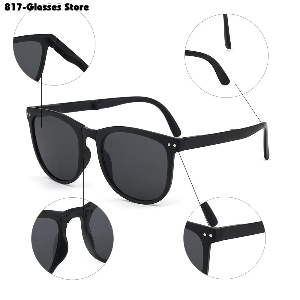 Folding Sunglasses Women UV400 Anti Ultraviolet  Oval Frame Eyewear