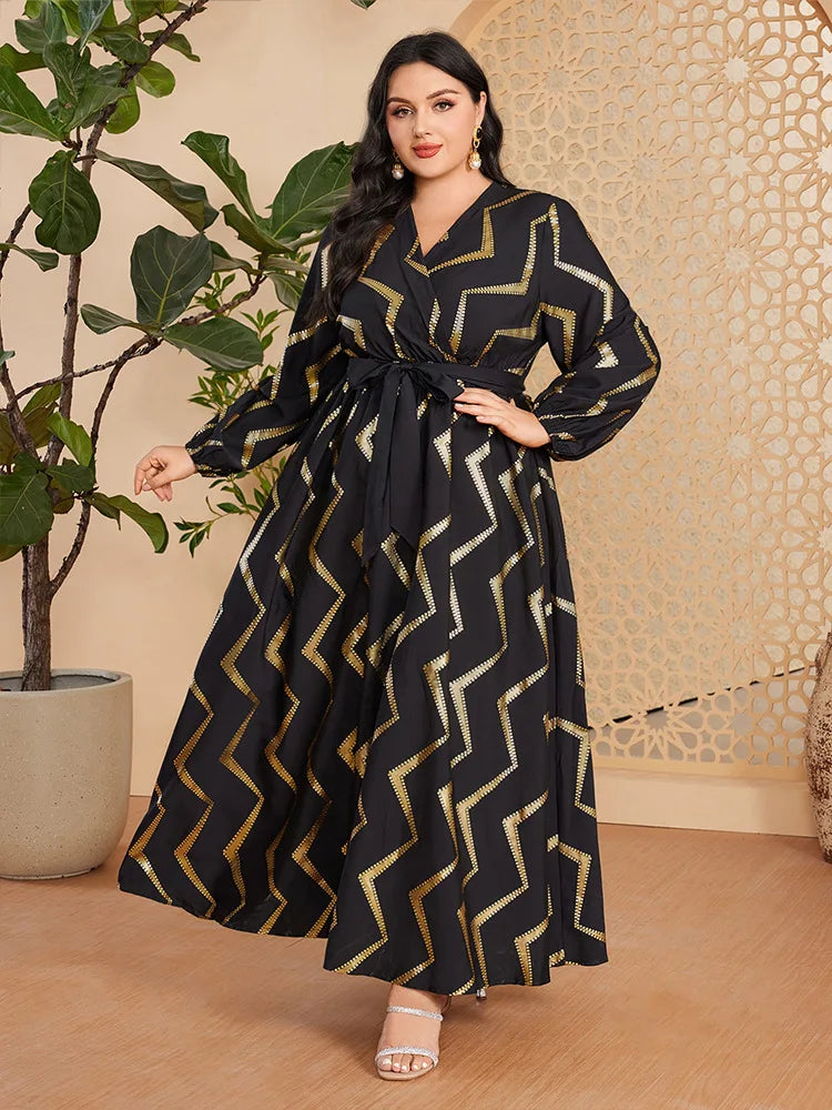 Kaftan Women Lapel Maxi Dress Dubai Abaya Caftan Eid Djellaba Robe