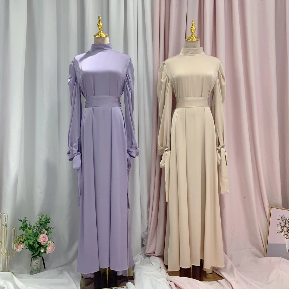 Satin abayas For Women  Kaftan Dubai Turkey Fashion Muslim's Dresses Luxury Islam Robe African Kimono Morocco Clothing Caftan
