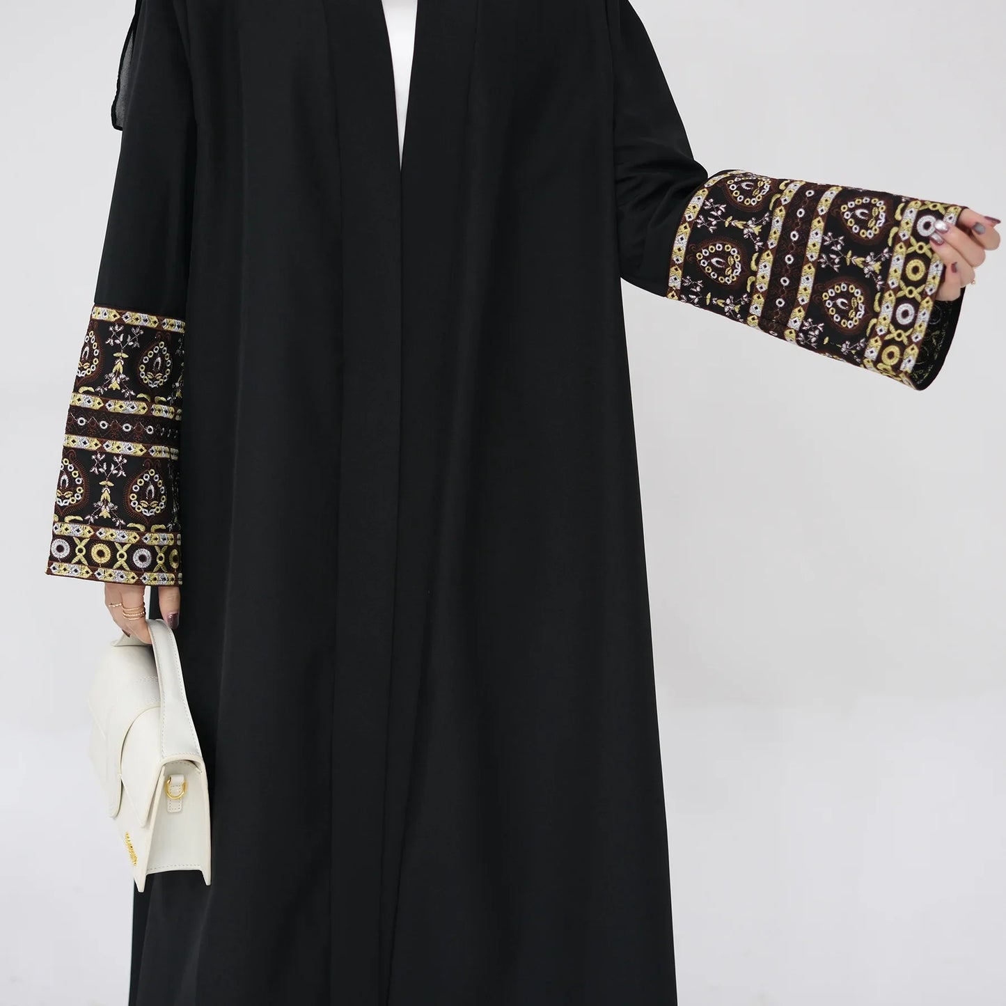 Embroidery Kimono Abaya Cotton Linen Hijab Dress Open Abayas for Muslim Women Dubai Luxury Turkey Kaftan Ramadan Islamic Outfit