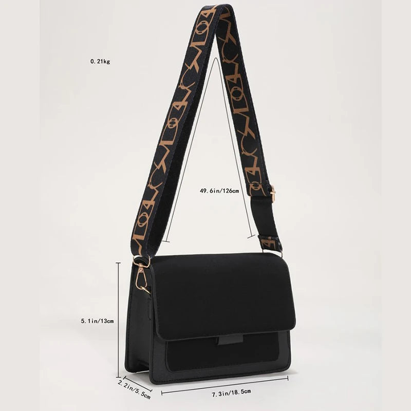 Small Classic Fashion Female Shoulder Bag Wide Straps Flap Crossbody Bags for Women Trend Simple Handbag Designer Bag