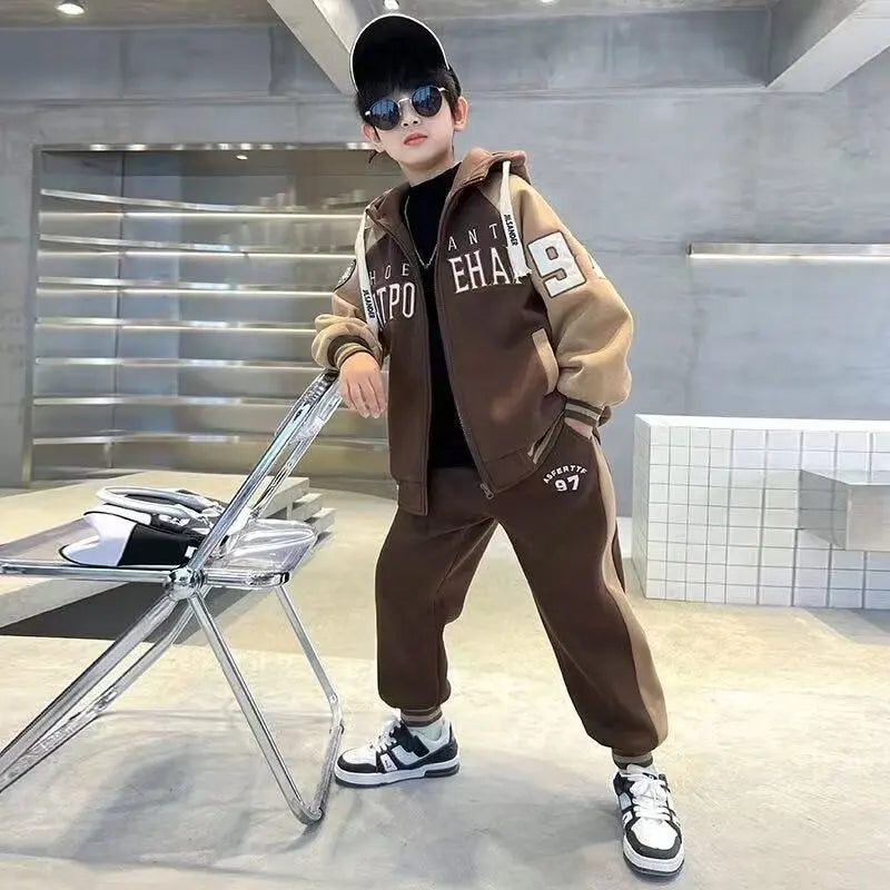 Boys Clothing Sets New Fashion Spring Autumn Zipper Coat + Pants 2Pcs Tracksuit Suits For Teen Kids Clothes 5 6 8 10 12 Year