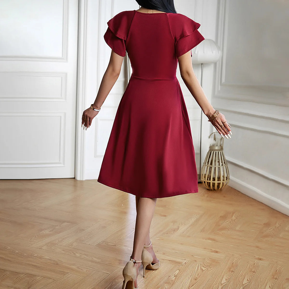 Dress Spring/Summer Elegant Elegant V-neck Mid Length Dress
