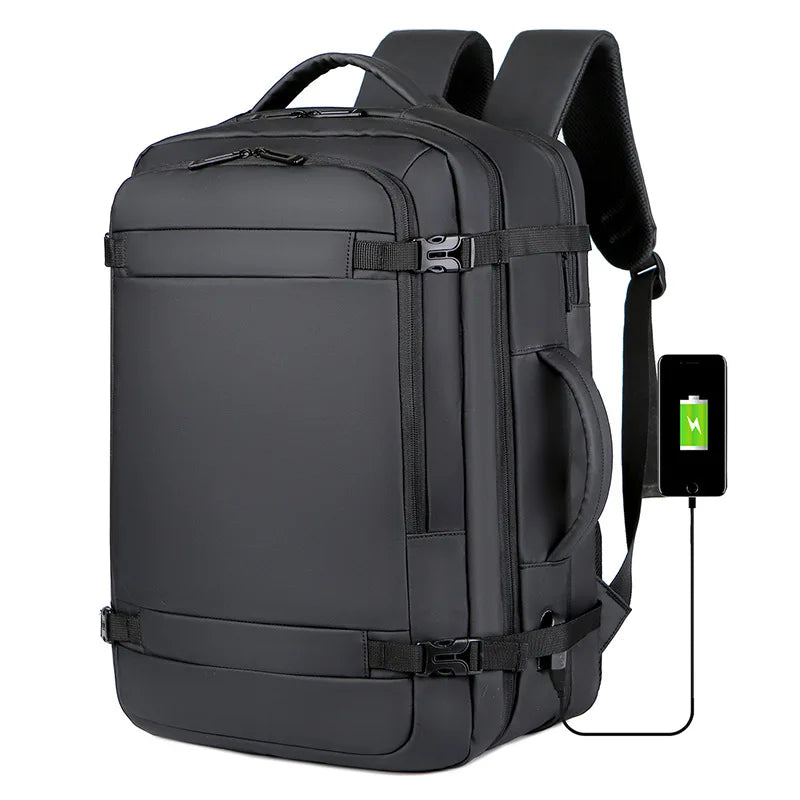Expandable USB Travel Backpack, Flight Approved Carry On Bags for Airplanes, Water Resistant Durable 17-inch Backpack Men