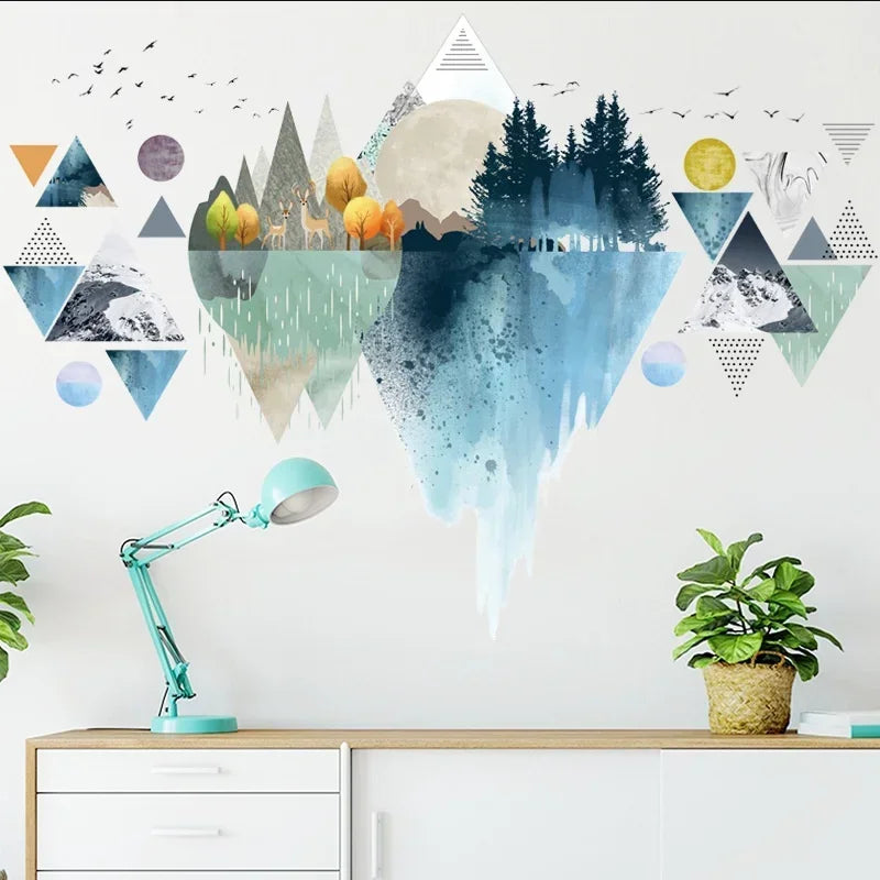 Blue Lotus Wall Stickers DIY Decoration Living Room Home Decor Flowers Wall Decals Bedroom Art Design
