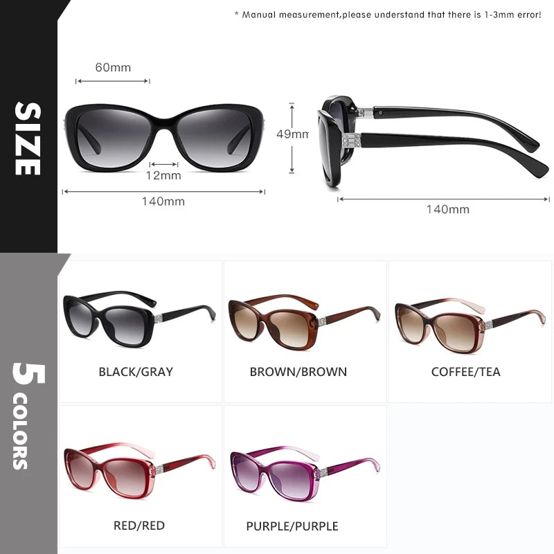 Luxury Women's Sunglasses Gradient Polarized Lens Vintage Shades Design Ladies Elegant UV400 Lunette De Soleil Femme