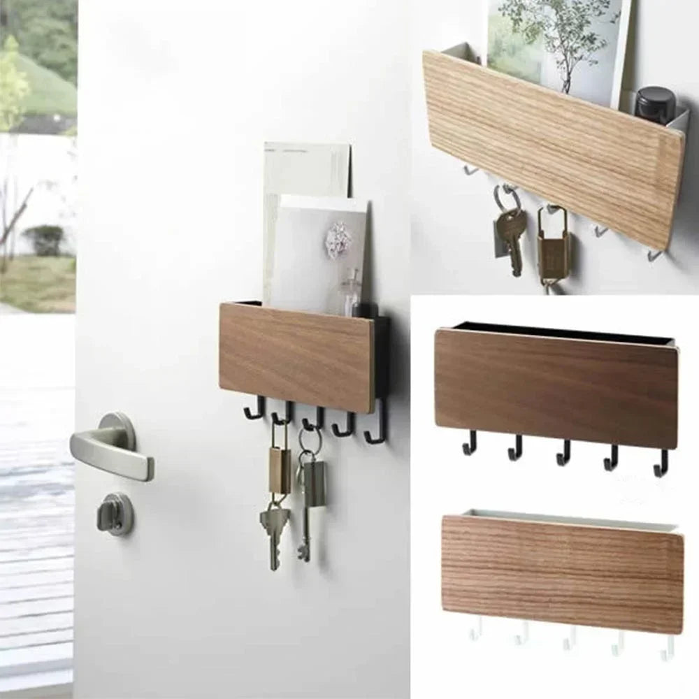 Wall Mounted Wooden  Rack Miscellaneous Clothes  Organizerwall Hook Living Room Storage Device Household Accessories