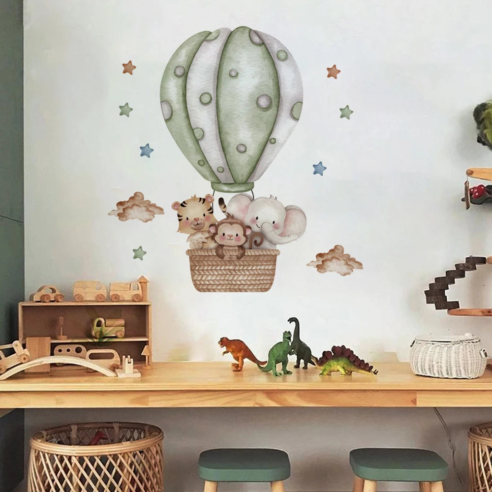 Elephant Wall Stickers For Kids Rooms Children's Room Animal Plane Decorative Vinyls For Walls Cartoon Wall Stickers Child