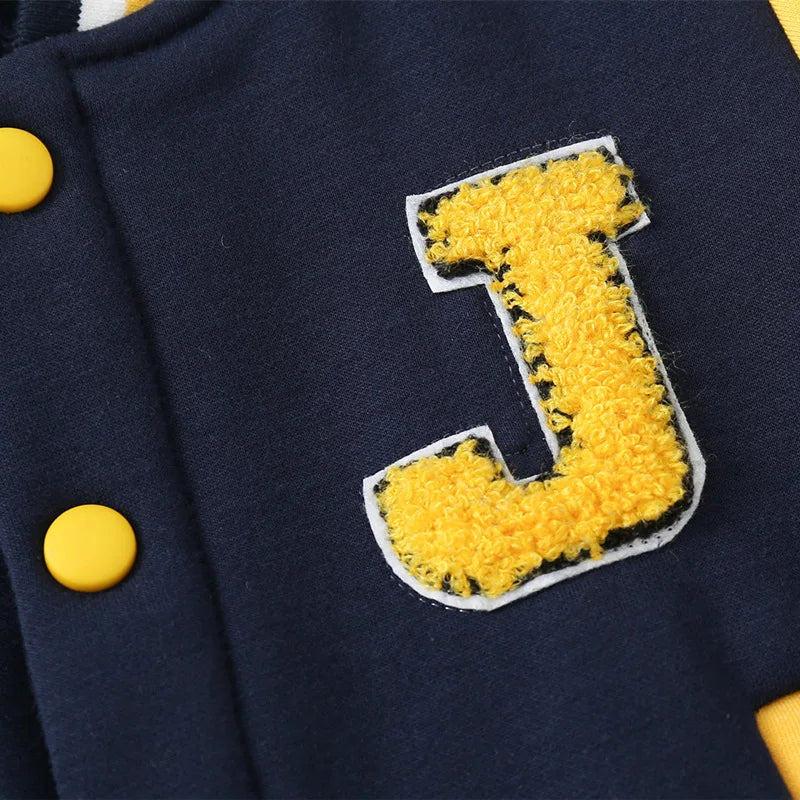 Boys Baseball Uniform Outwear Autumn Winter Casual Thicking Letter Print Cotton Coats V-Neck Children Outfits For Boys  kids