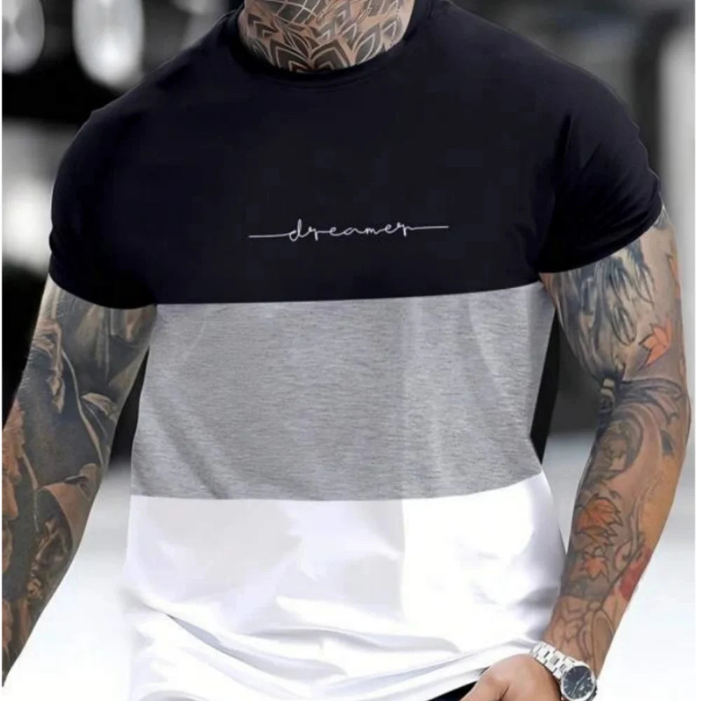 Casual Striped T Shirt For Men Short Sleeve Tops Oversized T-Shirts O-Neck Pullover Street Men's Shirts Tee Summer Apparel