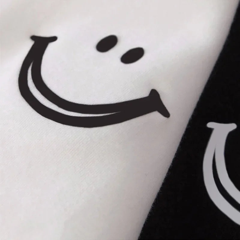 smile loose version T-shirt bottoming shirt white T-shirt student top