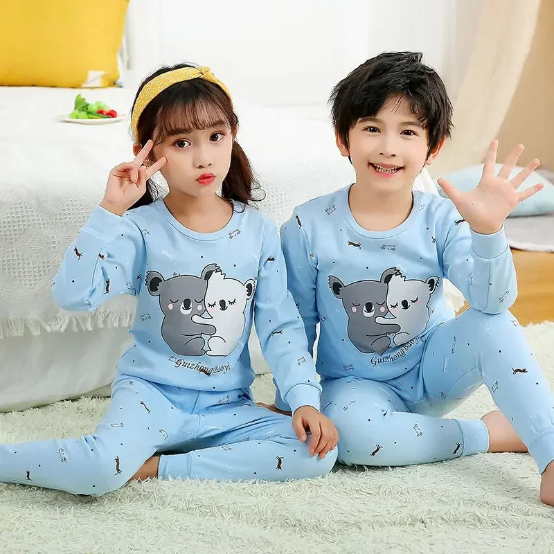 Baby Boys Pajamas Autumn Long Sleeved Children's Clothing Sleepwear Teen Pajama Cotton Pyjamas Sets For Kids 6 8 10 12 14 Years