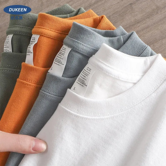 Oversized Heavyweight T Shirt for Men Summer Short Sleeve Tee 100% Cotton Plain Top Casual Men's Clothing 9.9oz