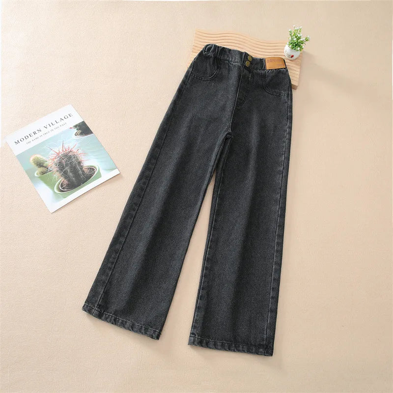 Warm Jeans for Kids Girls Fleece Winter Thicken Clothing Denim Trousers Children Plus Velvet Pants