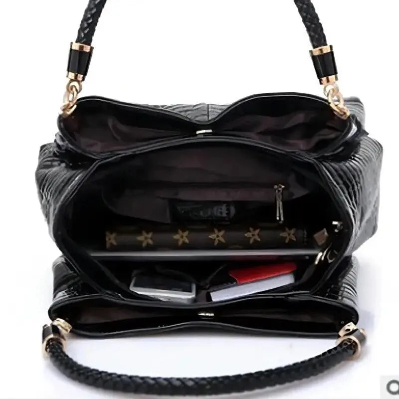 Women's Bag Large Capacity Tote Daily Commute Women's Shoulder Bag Crocodile Print Bright Face Handbag