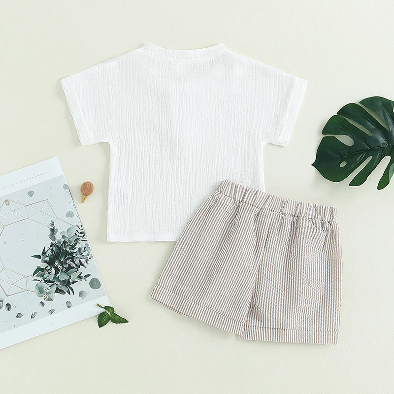 Toddler Baby Girls 2Pcs Summer Outfits Short Sleeve T-Shirt Tops Elastic Waistband Shorts Set Clothes 6M-4Y