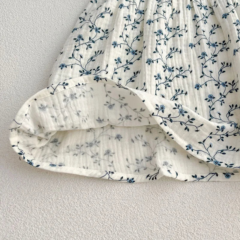 New Summer 2-6Yrs Baby Girls Princess Dress Short Sleeved Cotton Floral Printing Kids Party Dresses Children Clothing kids girls  toddlers
