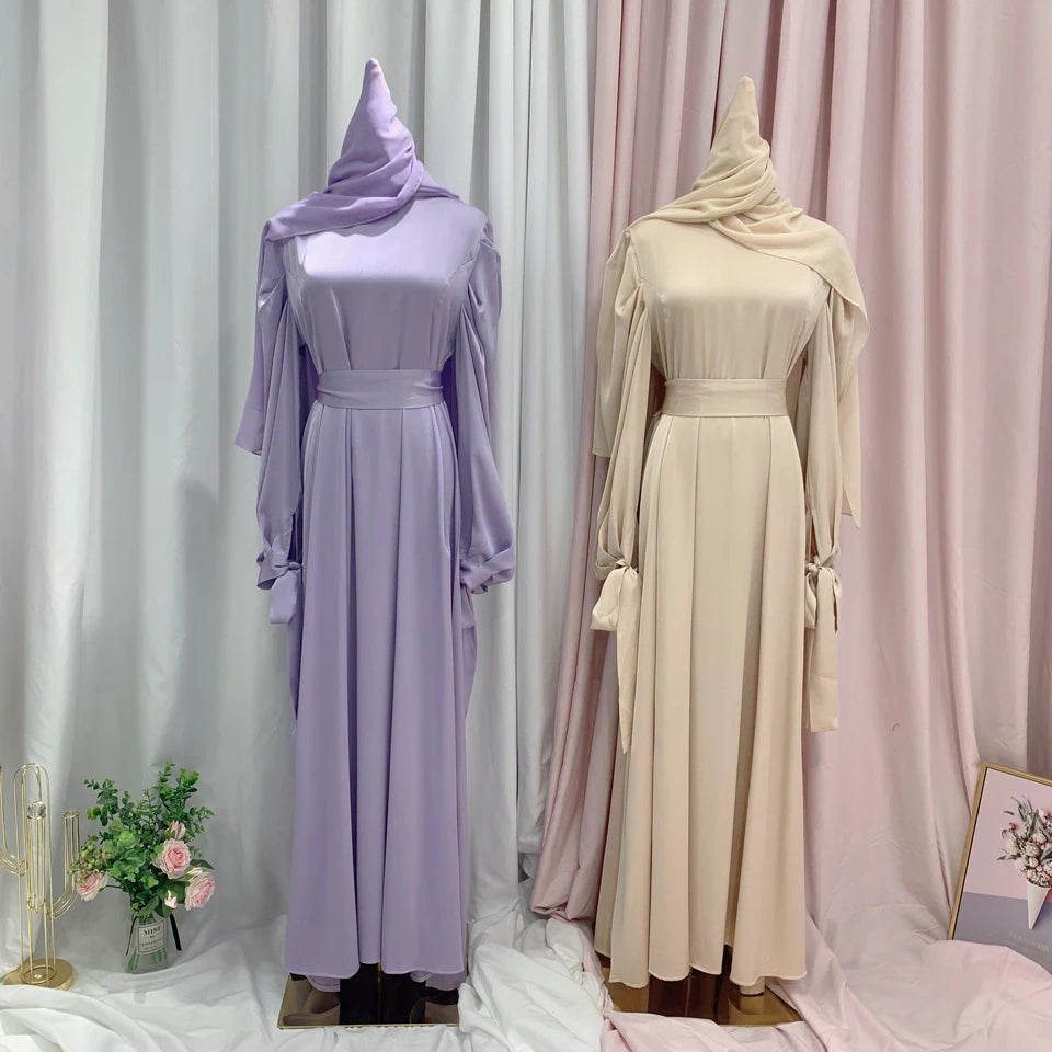 Satin abayas For Women  Kaftan Dubai Turkey Fashion Muslim's Dresses Luxury Islam Robe African Kimono Morocco Clothing Caftan