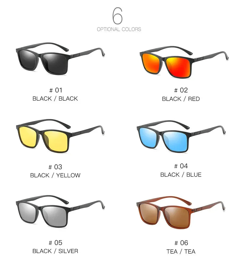 Light Weight TR90 Men Sun Glasses Classic Square Polarized Sunglasses For Male High Quality Driving Eyewear UV400