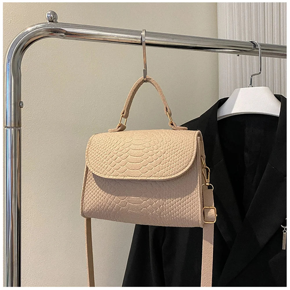 Women's Felt Shoulder Bag Ladies Handbags Luxury Designer Fashion Alligator Pattern Square Crossbody Bag Messenger Bag