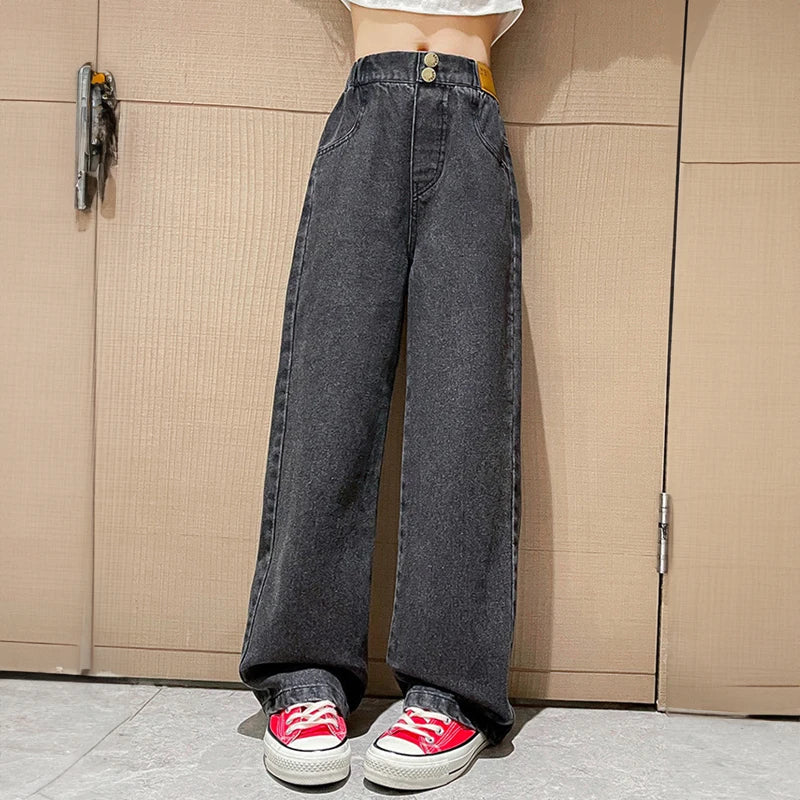 Warm Jeans for Kids Girls Fleece Winter Thicken Clothing Denim Trousers Children Plus Velvet Pants