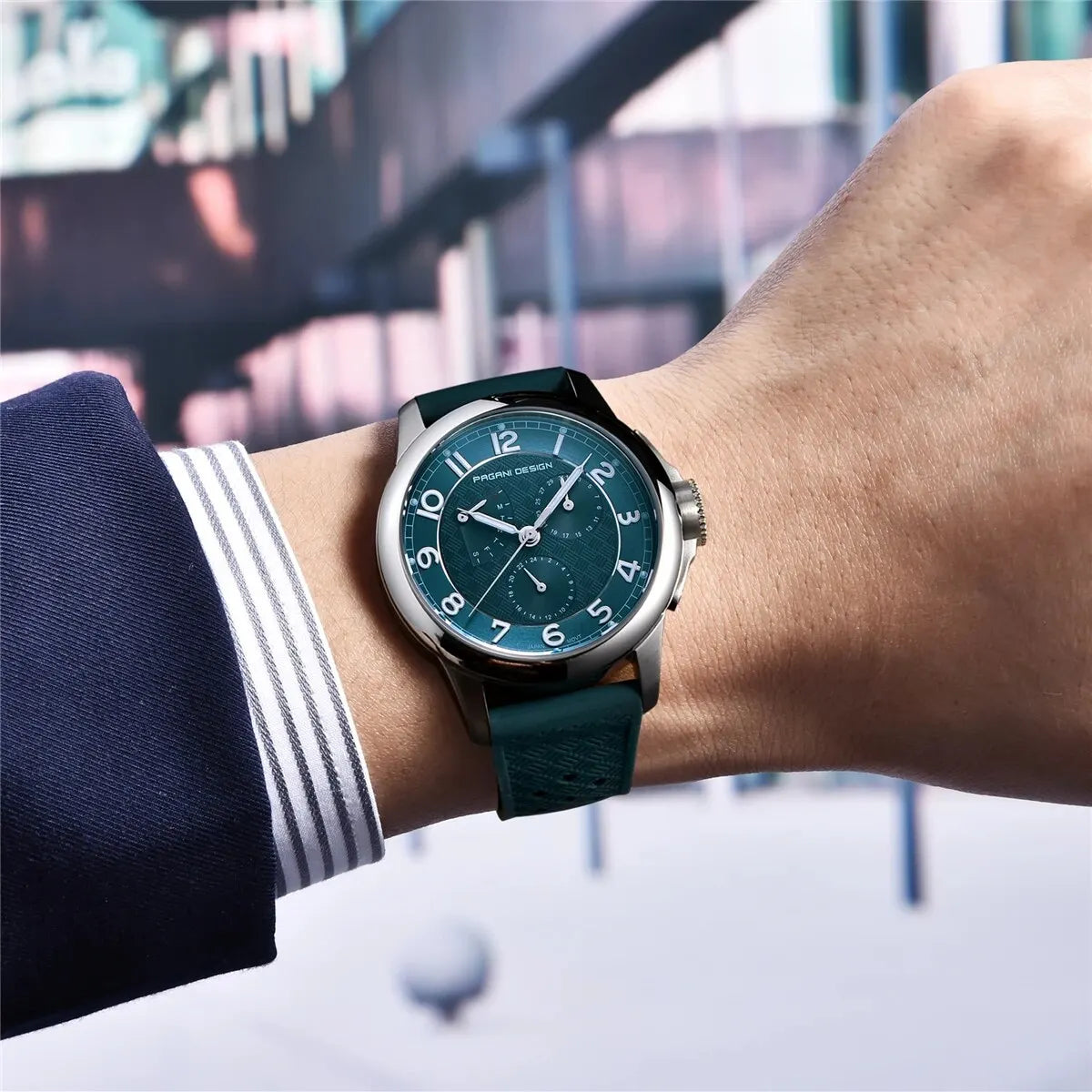 Men's Quartz Watches VH88 Multifunction Stainless Steel Sapphire Business Sport Clock Watch for Men