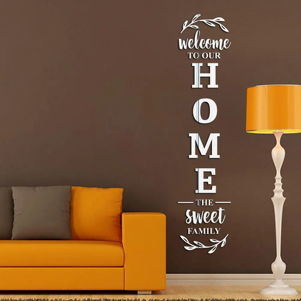 Mirror 3D Wall Stickers English Letters Home Family Acrylic Mirror Wall Decals DIY Removable Mirror Wall Stickers for Home Decor