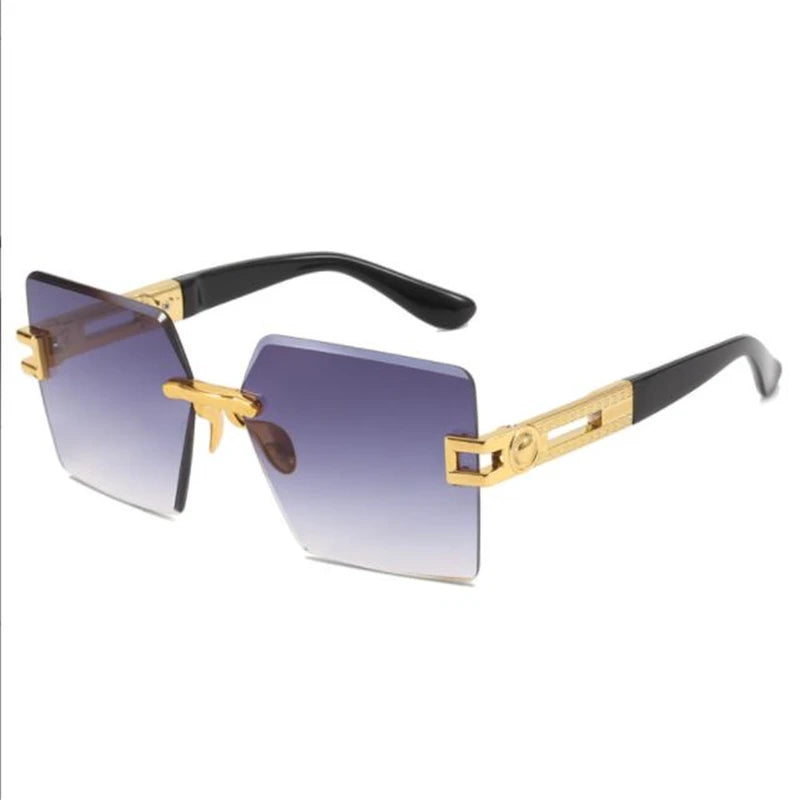 New diamond cut edge square sunglasses  Fashion new metal luxury glasses