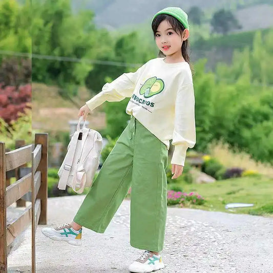 Girls Clothes Sets Outfits Kids Baby Long Sleeve Sweatshirt + Wide Leg Pants Children Clothing Suits