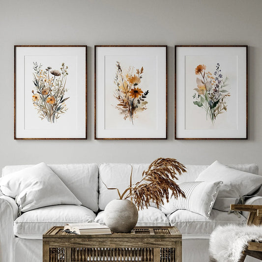 Neutral Watercolor Wildflower Flower Poster Colorful Floral Prints Plant Wall Art Canvas Painting Wall Picture Living Room Decor