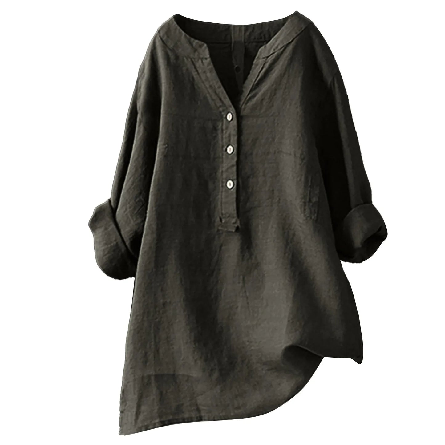 Plus Size 5XL Casual Loose Cotton Linen Blouse Shirt Women Long Sleeved Oversize Blouse Vintage Loose Blouses Spring Summer