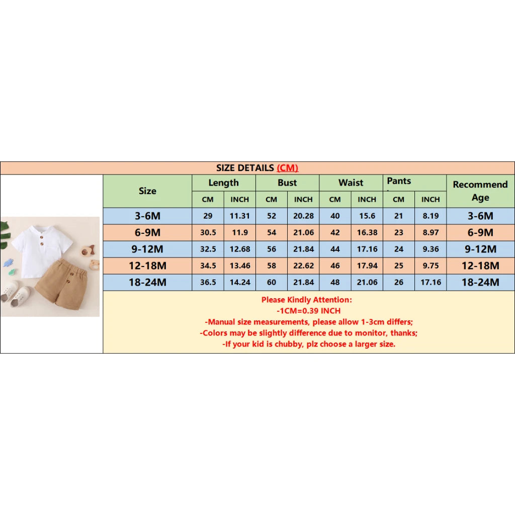 Infant Baby Boy Clothes 2PCS Set White Short Sleeves T-shirt Shorts  Summer Daily Casual Outfit for Toddler Boy 3-24 Months
