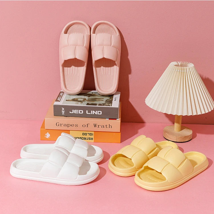 Home Slippers Summer Men Women Cloud Slides Indoor Mute Non-slip Bathing Flip Flop Sandals Woman Summer