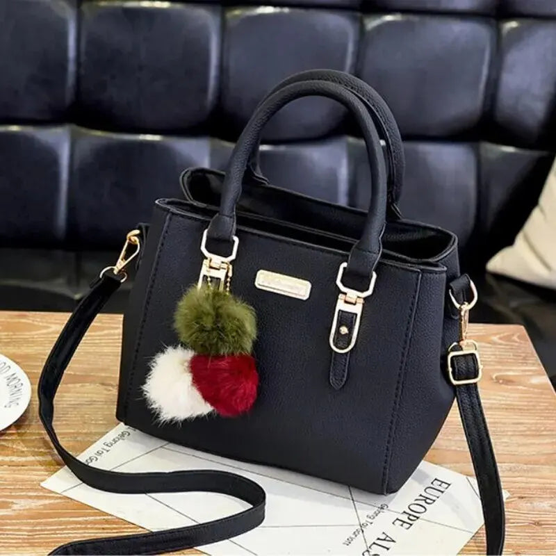 Leather Ladies Hand Bags Women Vintage Purse Plush Tassel Messenger Bags Tote Boston Shoulder Crossbody Bag