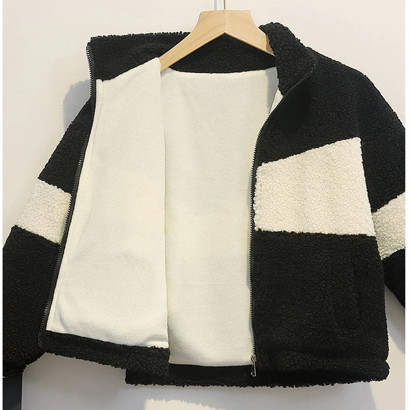 Boys and girl plus velvet warm jacket autumn and winter old Korean casual loose coat