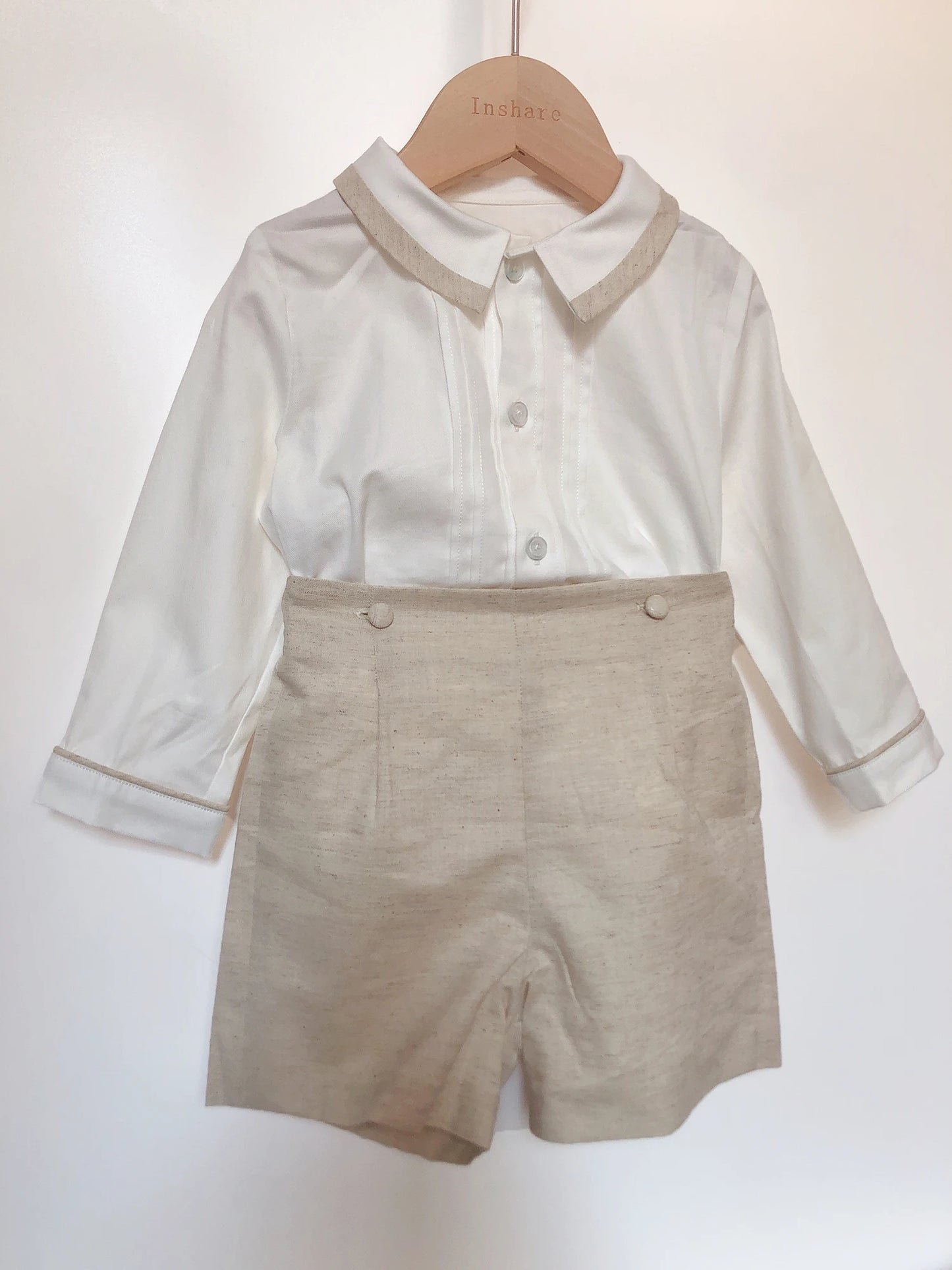 Children Boutique 2Pcs Clothing Boy Spanish Set Cotton Linen Khaki Long Sleeves Suit Outfit Breathable Eid Birthday Clothes kids
