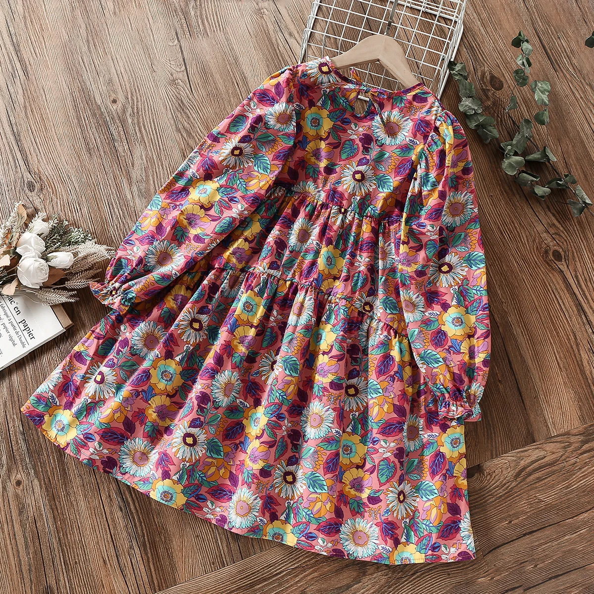 Kids Dresses for Girls Clothes for Teenagers Floral Cotton Long Sleeve Spring Autumn Children Baby Costumes