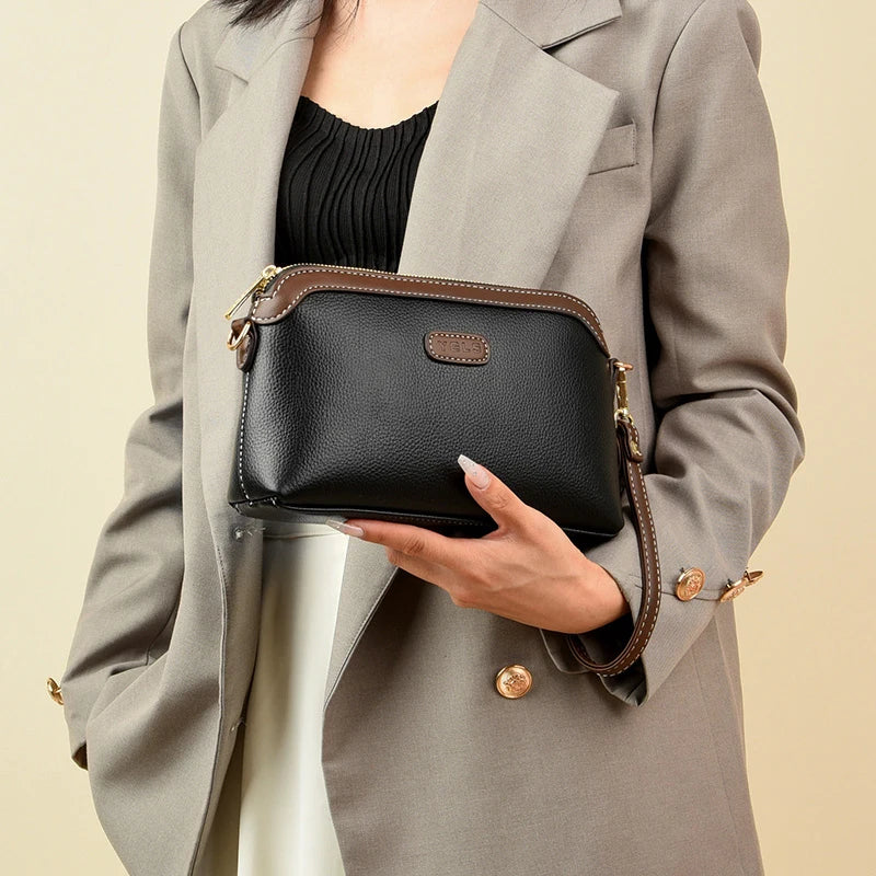 Fashion Solid Color Cow Women Shoulder Crossbody Bag Luxury Ladies Phone Bag And Purses Genuine Leather Handbag Women's Bag