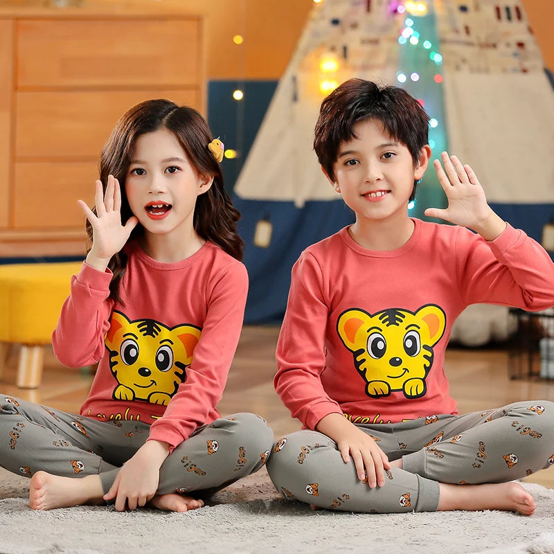 Boys Girls Pajamas Autumn Animal Panda Children's Clothing Sleepwear Cotton Pyjamas Sets For Kids 2 4 6 7 8 10 12 Years