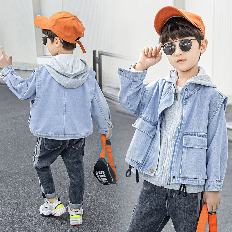 Autumn Boys Vest + stitching coat 2 piece set  kids clothes boys fashion design children clothes boys