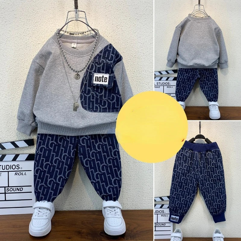 Autumn hooded+pant 2pcs Children teenage Boy Sets Kid Clothes Casual Boys Clothing Costume