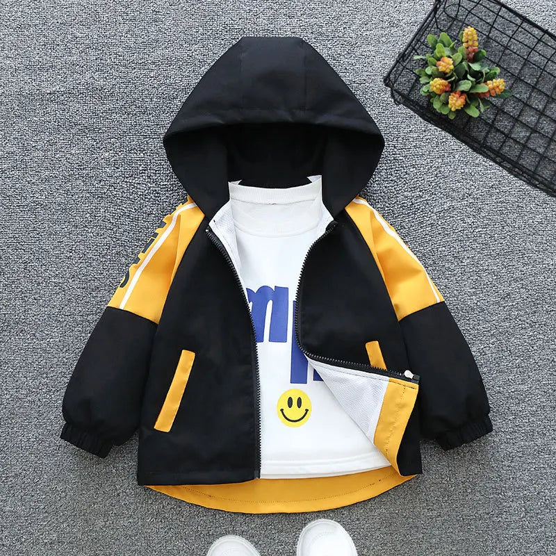 Big Size Spring Teenager Boys Coats Casual Outdoor Hooded Sweatshirt For Kids 2-10 Years Handsome Children Windbreaker Jacket