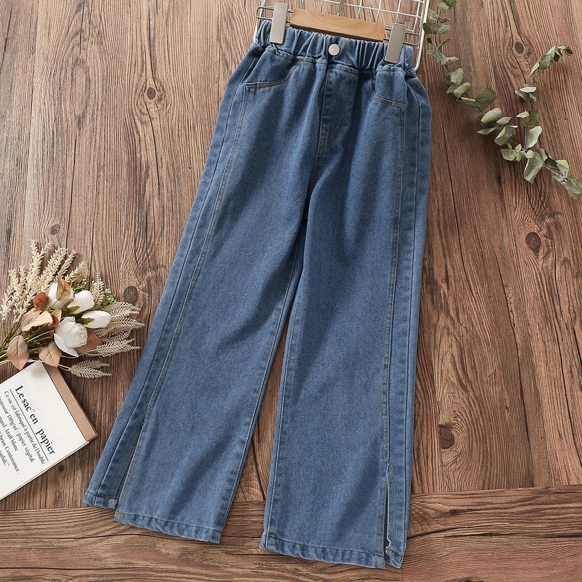 Jeans for Girls Clothes for Teenagers Denim Pants Kids Wide-leg Trousers for Children Spring Kids Clothes 6  8 9 10 12 14 Years