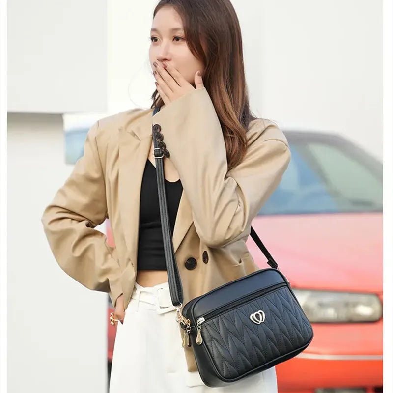 Crossbody Small Messenger Bag Simple and Advanced Fashion Ladies Shoulder Handbag Women's Lingge High Capacity Purse