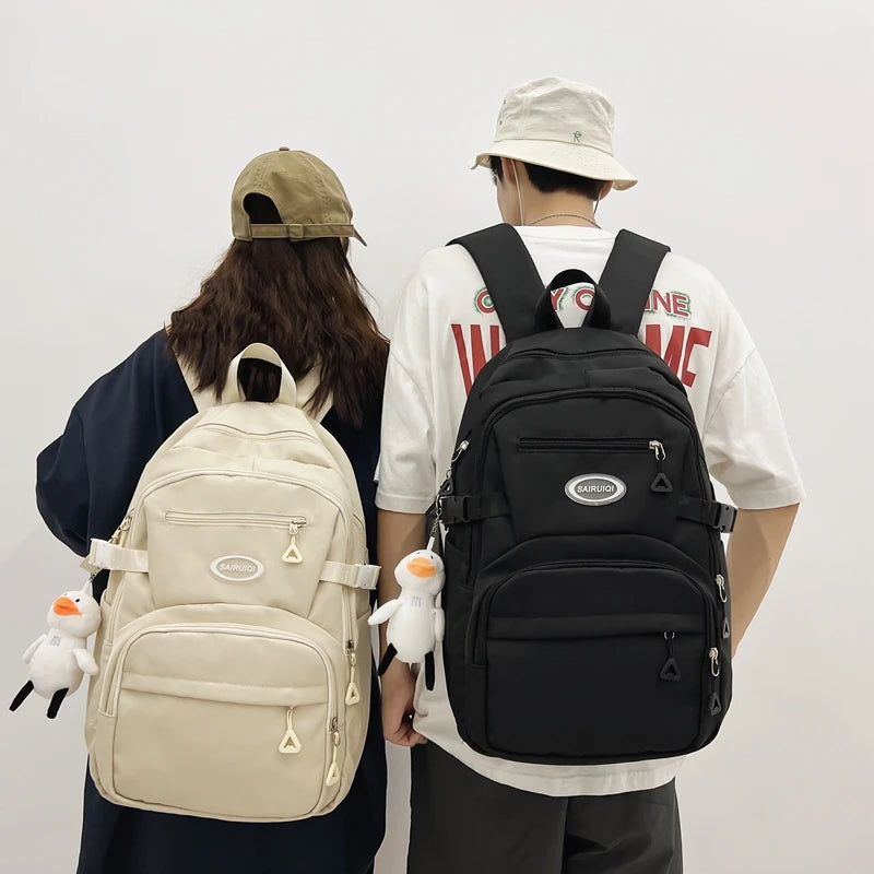 Solid Color Women Backpack Multi Pocket School Bags For Teenage Girls Anti Theft Laptop Backpack Unisex Casual Travel Bag