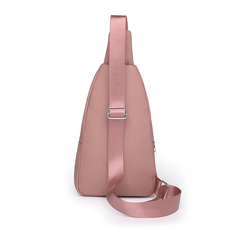 Women Bag Shoulder Bags for Woman Solid Color Single Strap Zipper Quality PU Leather Chest Bags Ladies Simple Fashion Bolsas